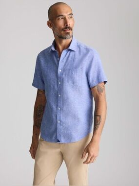 UNTUCKit Cameron 100% Linen Button Shirt Size XXL Blue
